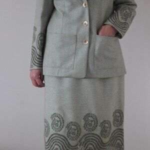Christian Lacroix Bazar Suit Jacket Skirt Cashmere Wool Made in France EU 40/42